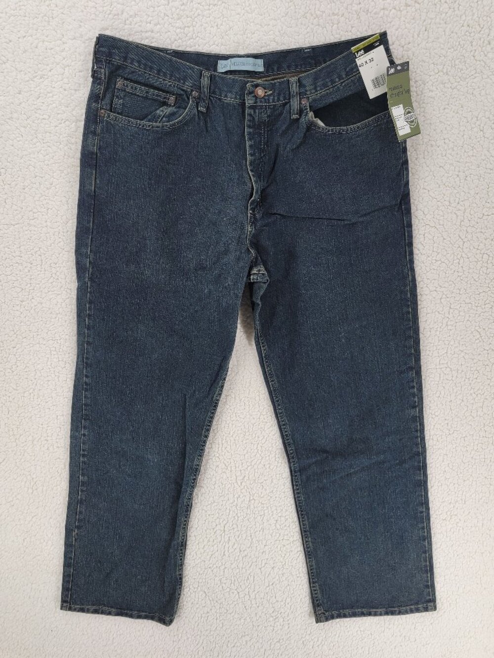 Lee Mens Relaxed Straight Leg Jeans 40x32 Dark Wash Denim NWT New